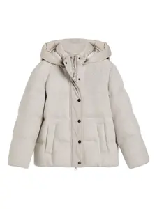 Стеганая куртка с капюшоном Brunello Cucinelli Kids, нейтральный