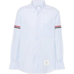 Рубашка с полосками и асимметричным подолом Rwb THOM BROWNE, светло-голубой