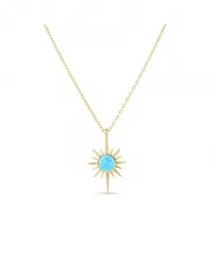 Ожерелье с подвеской из стерлингового серебра с голубым опалом Northern Star Spero London, gold