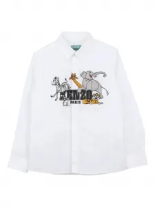 Рубашка с анималистичным принтом Kenzo Kids, белый