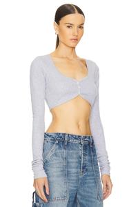 Ребристая пуговица через укороченный топ Grlfrnd, серый