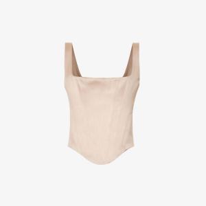 Атласный топ Rafa с закругленным краем House Of Cb, серый