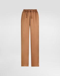 Пижамные брюки из двойного шелкового сатина Dolce & Gabbana, бежевый