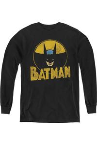 Футболка с длинным рукавом DC Comics Circle Bat для молодежи Gildan, черный