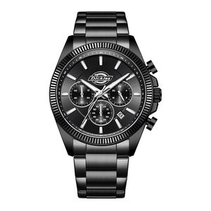 Наручные часы Dickies с кварцевым механизмом, стальным браслетом, черным циферблатом 42 мм, мужские