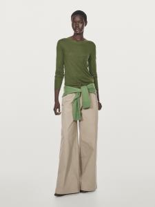 Футболка с длинными рукавами и ребристой отделкой Massimo Dutti, зеленый