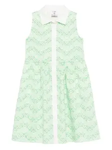 Платье с монограммой и воротником Casablanca Kids, зеленый
