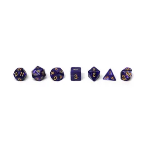 Темно-фиолетовый гранит с золотом (7), Dice - 7 Piece Poly Sets - Fossil/Granite (Easy Roller Dice)