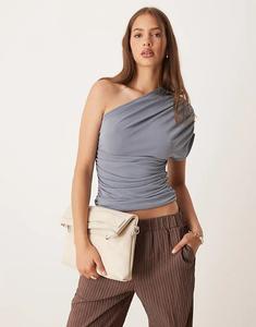 Топ купро на одно плечо со сборками ASOS DESIGN