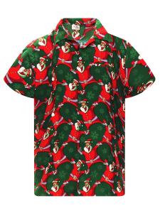 Рубашка на пуговицах классического кроя King Kameha Christmas Laughing Santa, зеленый