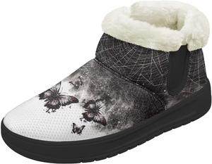 Женские зимние сапоги Forchrinse, модные пушистые ботильоны на меху, удобные, с теплой подкладкой, зимние мини-сапожки, Butterfly Spider Web