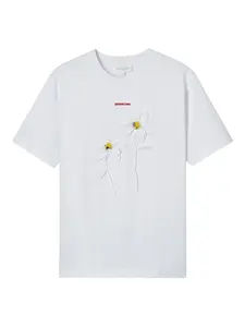 Футболка с цветочной аппликацией SHUSHU/TONG, белый