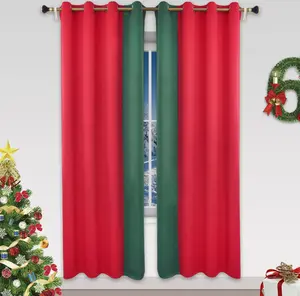 Плотные шторы с люверсами и теплоизоляцией на Рождество и День благодарения, 50 x 72 дюйма, 2 панели, красные и зеленые ele eleoption