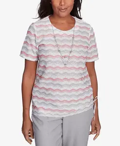 Женский топ Estate of Mind Chevron Shimmer с ожерельем Alfred Dunner, мультиколор