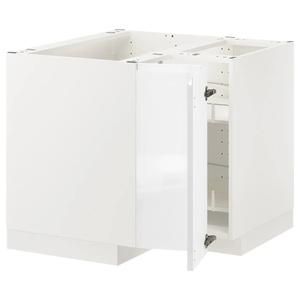 Угловой шкаф с каруселью METOD IKEA, 88x62x70 см, цвет white/voxtorp high-gloss/white