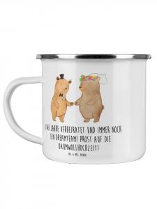 Эмалированная кружка для кемпинга на вторую годовщину свадьбы, хлопковая кружка... белого цвета Mr. & Mrs. Panda