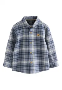 Рубашка в клетку с длинными рукавами, прямого кроя, стандартного размера Next, Blue Bear Check