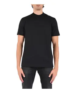 Футболка с короткими рукавами и высоким воротником, с логотипом на плече. Dondup, черный