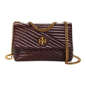 Сумка Kira через плечо из кожи, средний размер, женская, цвет инжирный TORY BURCH