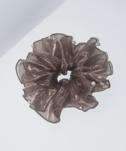 Прозрачная большая резинка для волос Sphere Sheer Big Scrunchie 2 Goldy, цвет Pearl 2