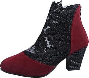 Женские универсальные ботильоны на низком каблуке, элегантные с заостренным носком, сексуальные с кружевом и цветочным узором, летние босоножки с открытым носком на низком каблуке для вечеринок Generic, Black