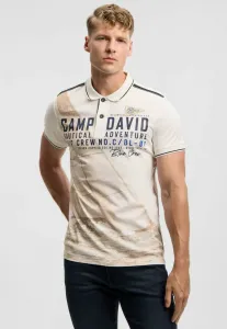 Рубашка-Поло kurzarm с логотипом и фотопринтом Camp David, Ecru