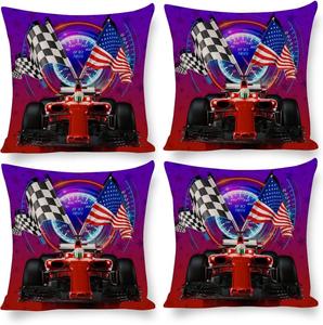 Kazynee Декоративные наволочки американский флаг гоночный автомобиль хлопок лен квадратные