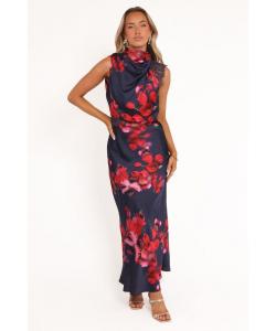 Женское кружевное макси-платье Anabelle с воротником-халтером, темно-синее с цветочным принтом, размер XL Petal and Pup, Blue