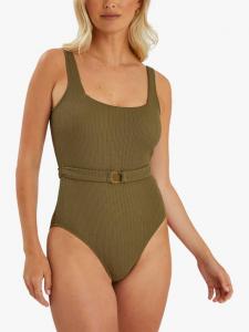 Текстурированный слитный купальник с поясом Accessorize, Khaki