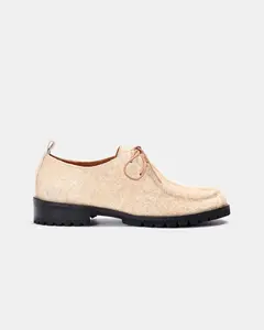 Женские туфли в стиле валлаби из кожи с шнуровкой и меховой отделкой Naguisa, бежевый