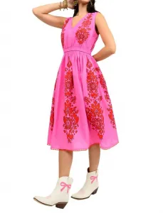 Платье-сарафан без рукавов, розовое с принтом Ivy Jane