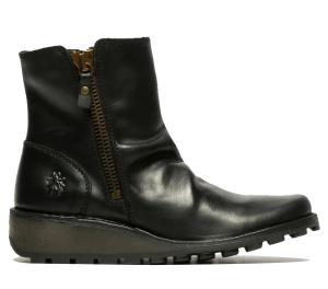 Кожаные ботинки челси mon944 на танкетке и застежке-молнии Fly London, черный