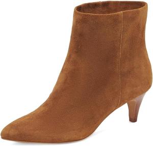 Женские классические ботильоны Miss Left с заостренным носком, каблук-кисет, низкий каблук, широкий голень, на пуговицах, стильная обувь для вечеринок и повседневная носка, размеры US 4-16, Brown