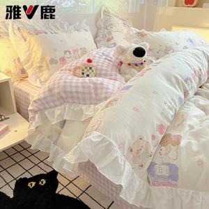 Yalu Комплект постельного белья 1,8 м, 4 предмета, пододеяльник 200х230 см, отделка кружевом, Happy Class Mat