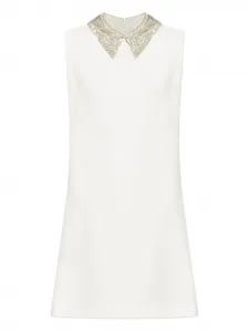 Мини-платье без рукавов с декорированным воротником VERSACE, нейтральный