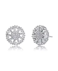 Серьги-Капельки из стерлингового серебра с покрытием из 14-каратного золота, 18-каратного розового золота, красного багета с покрытием из белого золота и прозрачных круглых кубических цирконий в форме груши Genevive, white