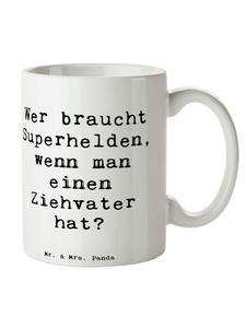 Кружка с надписью Приемный отец-герой белого цвета Mr. & Mrs. Panda