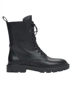 Кожаные женские ботильоны с декоративной шнуровкой Estro, черный
