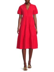 Платье миди Bellina многоярусное А-силуэта Area Stars, красный