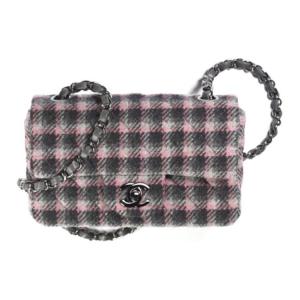 Chanel Мягкая шерстяная сумка, сумка через плечо, мини-сумка для женщин, черная/розовая/серая