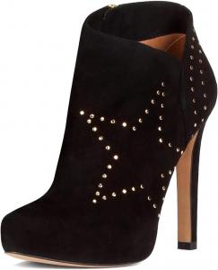 Женские закрытые ботильоны на высоком каблуке с заклепками, гладкой боковой молнией, короткие ботинки для повседневной носки и вечеринок, размеры 4-16 US Wo wagas, Black