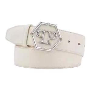 Philipp Plein Ремень из коровьей кожи, женский, молочно-белый, ширина 3 см