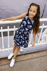 Платье-сарафан KIDSWORLD с цветочным принтом, синий