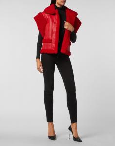 Жилет без рукавов из овчины Gothic Plein Philipp Plein, красный