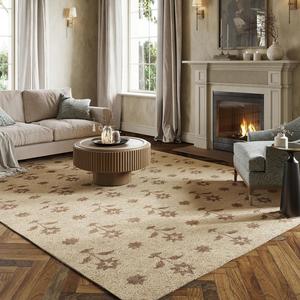 nuLOOM Элла Флорал & Пейсли шерстяной ковер 260 x 351 см для гостиной спальни столовой, песочный