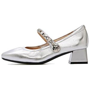 Женские туфли Мэри Джейн на массивном каблуке BASTO, экрю