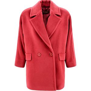 Моло Двубортное Длинное Пальто MaxMara Studio, Тёмно-красный