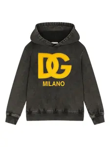 Худи с вышитым логотипом Dolce & Gabbana Kids, серый