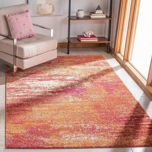 Ковер SAFAVIEH, 201 x 201 см, коллекции Evoke - квадратный, Ivory & Orange, современный абстрактный дизайн, не линяет и прост в уходе, идеален для помещений с высокой проходимостью в гостиной, спальне (EVK272P)