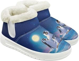 Женские зимние ботинки до щиколотки с флисовой подкладкой, пушистые, теплые, с нескользящей легкой подошвой и эластичным манжетом Cugasmaru, Penguin